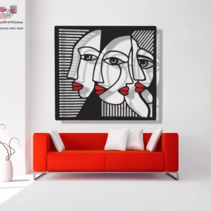 תמונת מתכת-הרמוניה של דמויות, עיצוב קיר אומנותי בגישה מינימאליסטית