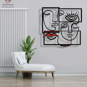 תמונת מתכת-דמויות באבסטרקט 7, עיצוב קיר אומנותי בגישה מינימאליסטית