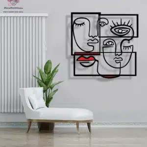 תמונת מתכת-דמויות באבסטרקט 7, עיצוב קיר אומנותי בגישה מינימאליסטית